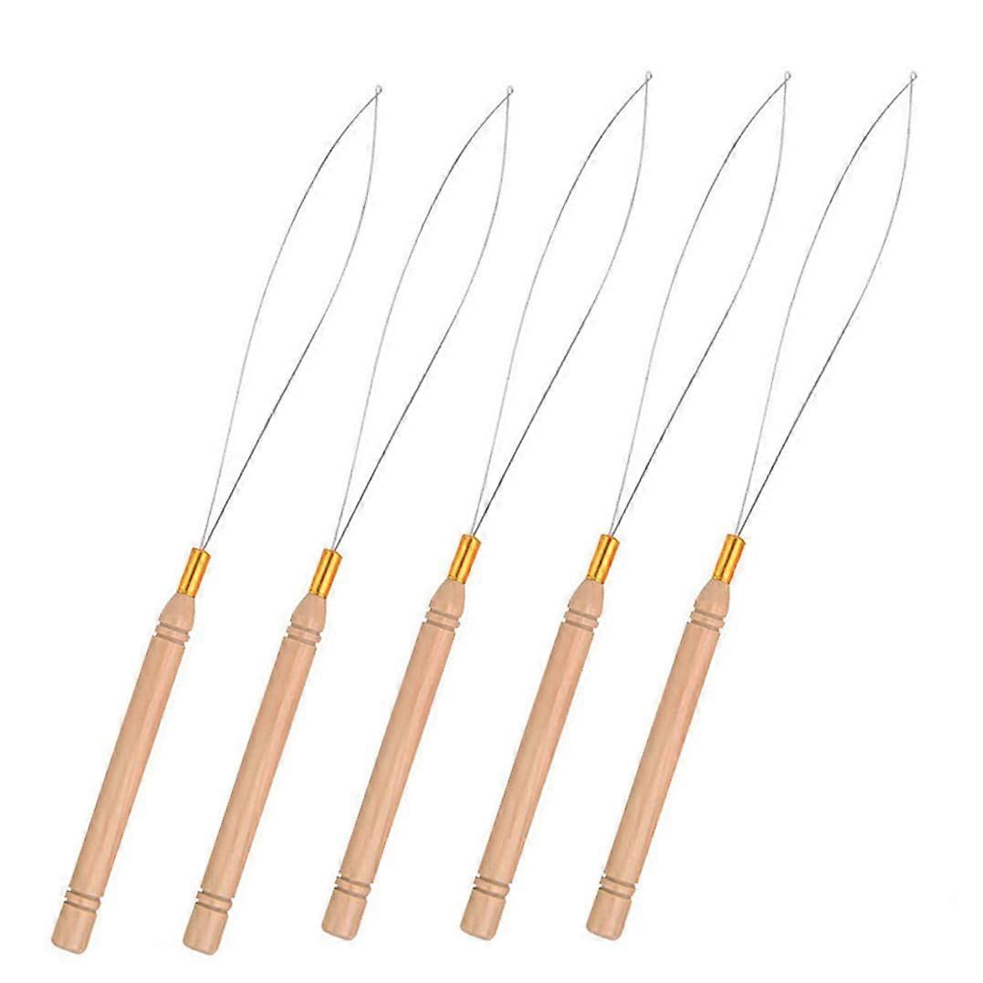 Hair Extension Tools Set - 5 Pcs Loop Needle Threader, Wire Pulling Hook for Weaving and Installing Extensions