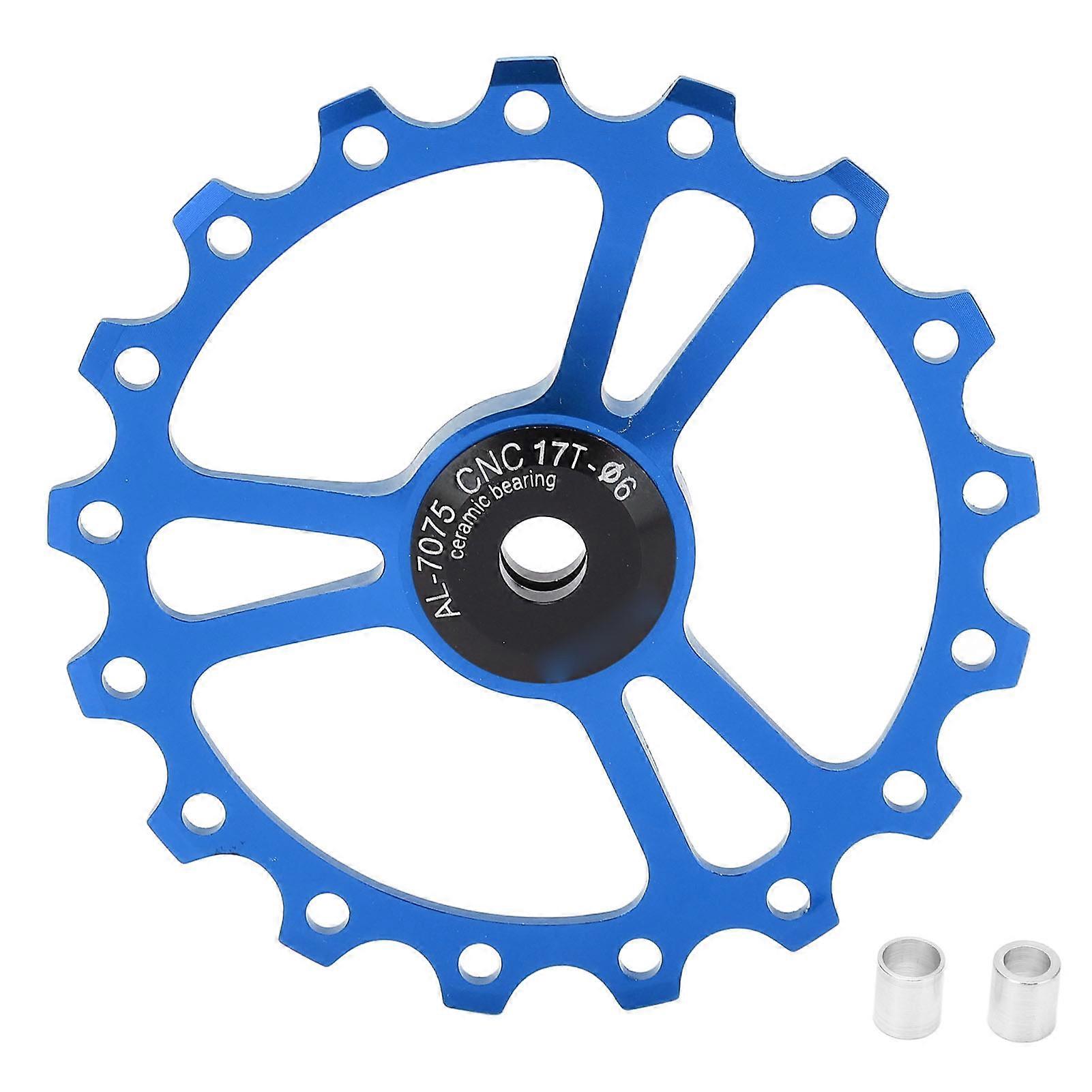 MEIJUN 17T מעקה אחורי קרמי גלגל מדריך סגסוגת אלומיניום גלגל גלגלת אחורי לאופני הרים כביש כחול