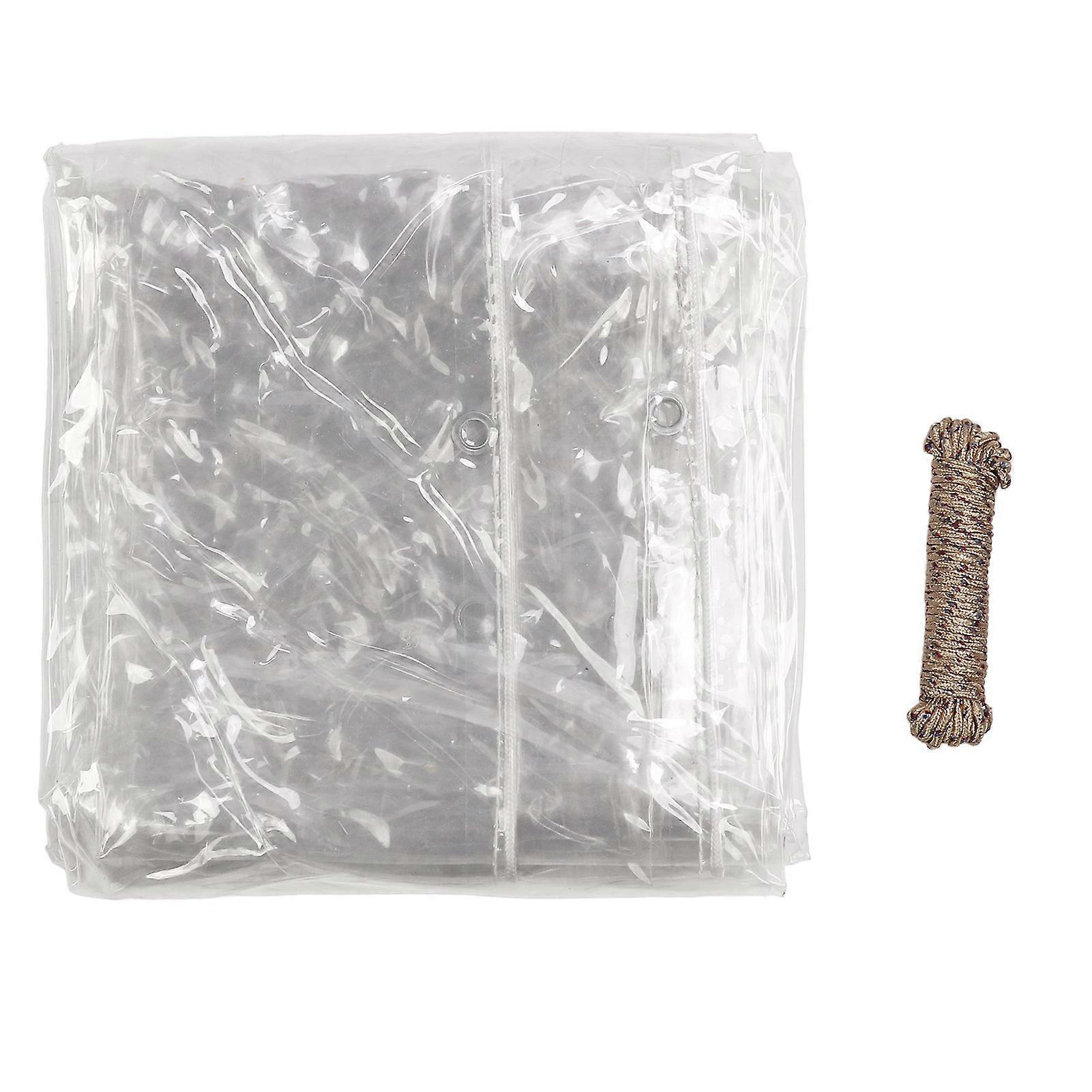 PVC Tissu imperméable à l’huile et résistance aux UV Bâche transparente robuste avec œillet et corde 2,6 x 4 m