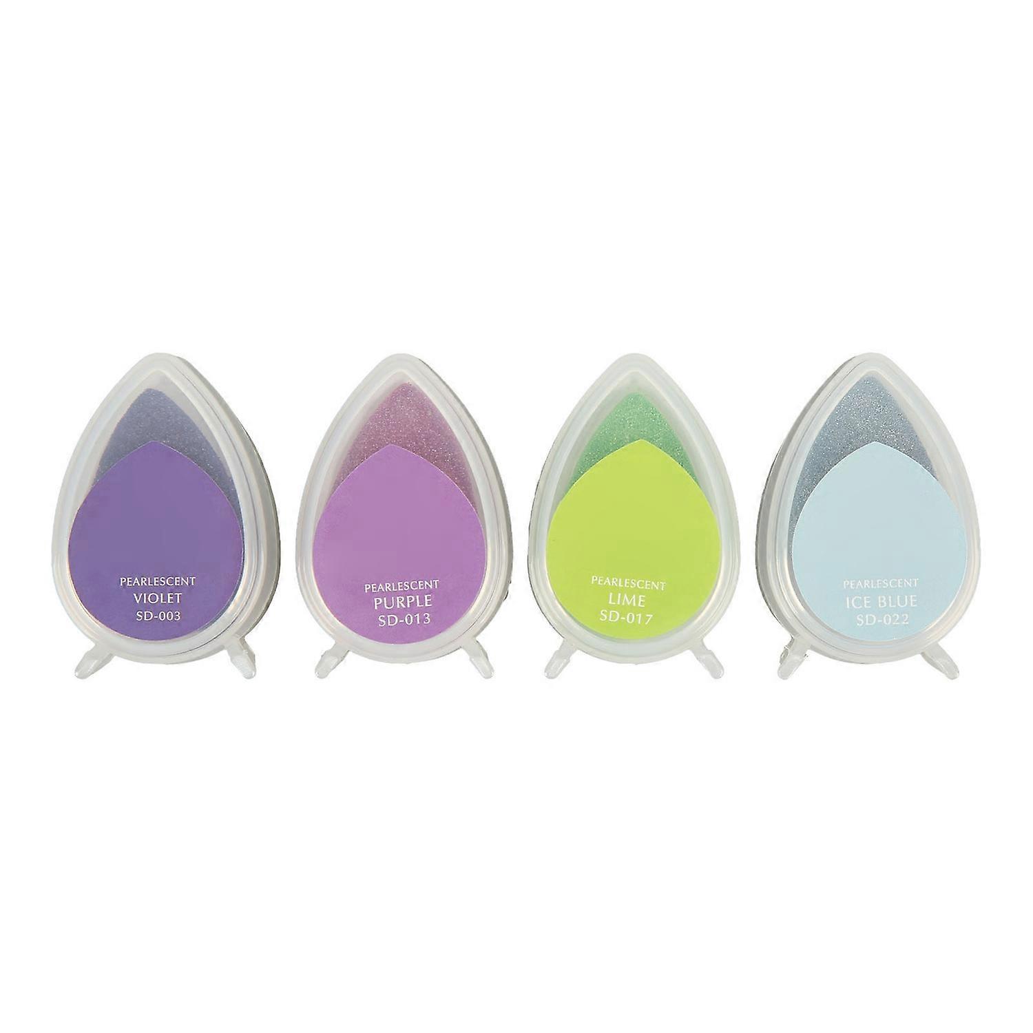 Washable Ink Pads 4 Pearlescent Colors Water Soluble Play with Imagination Craft Ink Pads for Scrapb