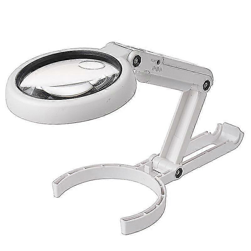 Folding handheld magnifying glass with light
