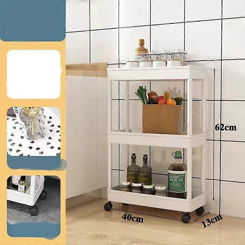 Storage Cart Multifunctional High Capacity Save Space 3/4-Tier Storage Movable Floor-Standing Rolling Vertical Shelf for Kitchen