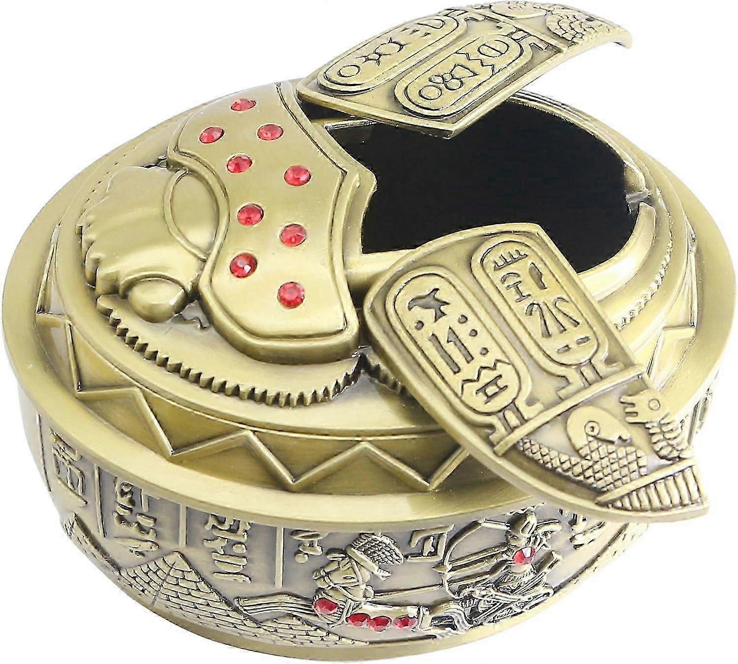 Metal ashtray, cigarette ashtray with lid vintage decoration