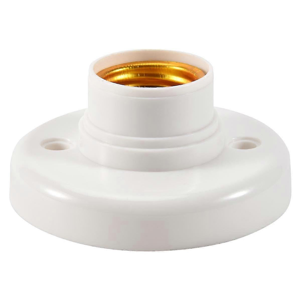 E27 Round Plastic Base Screw Light Bulb Lamp Socket Holder White