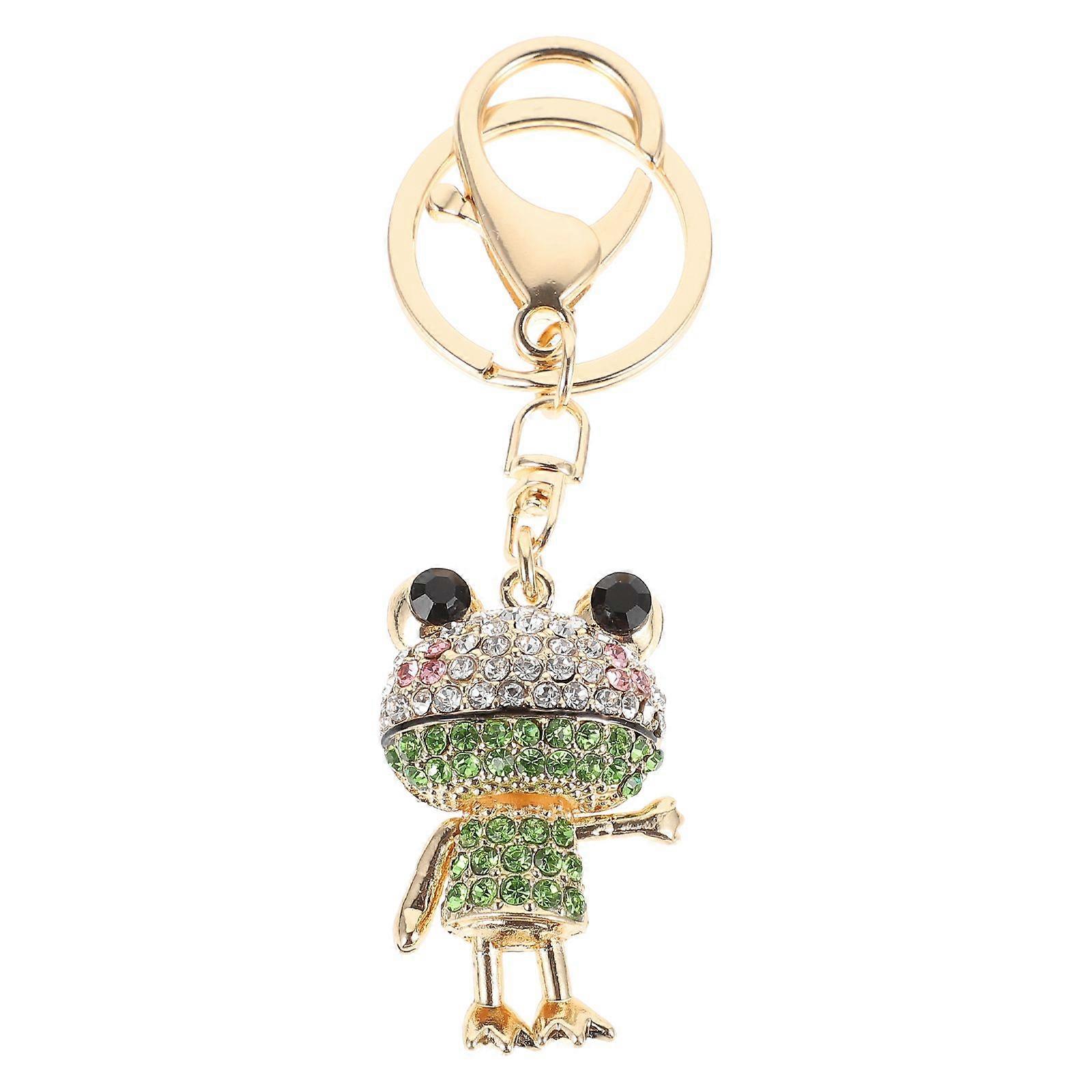 Rhinestone Studded Frog Shape Key Chain Shiny Key Pendant Bag Hanging Ornament