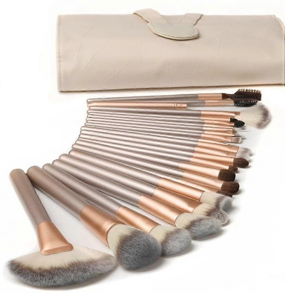 18 Beige Makeup Brushes, Makeup Brush Set Pu Bag