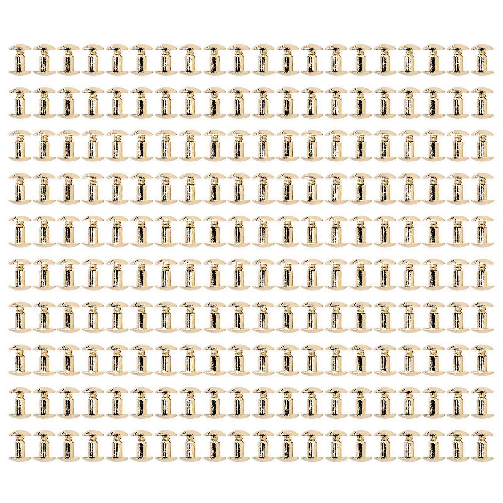 200 Sets Book Binding Screw Uniform Coating Curved Surfaces Brass Electroplating Treatment Chicago Screws Assortment Set Gold