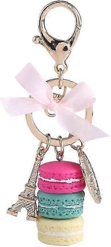 Resin and Alloy Keychain, Cute Macaron Shaped Keychain with Eiffel Tower in Different Colors(C)