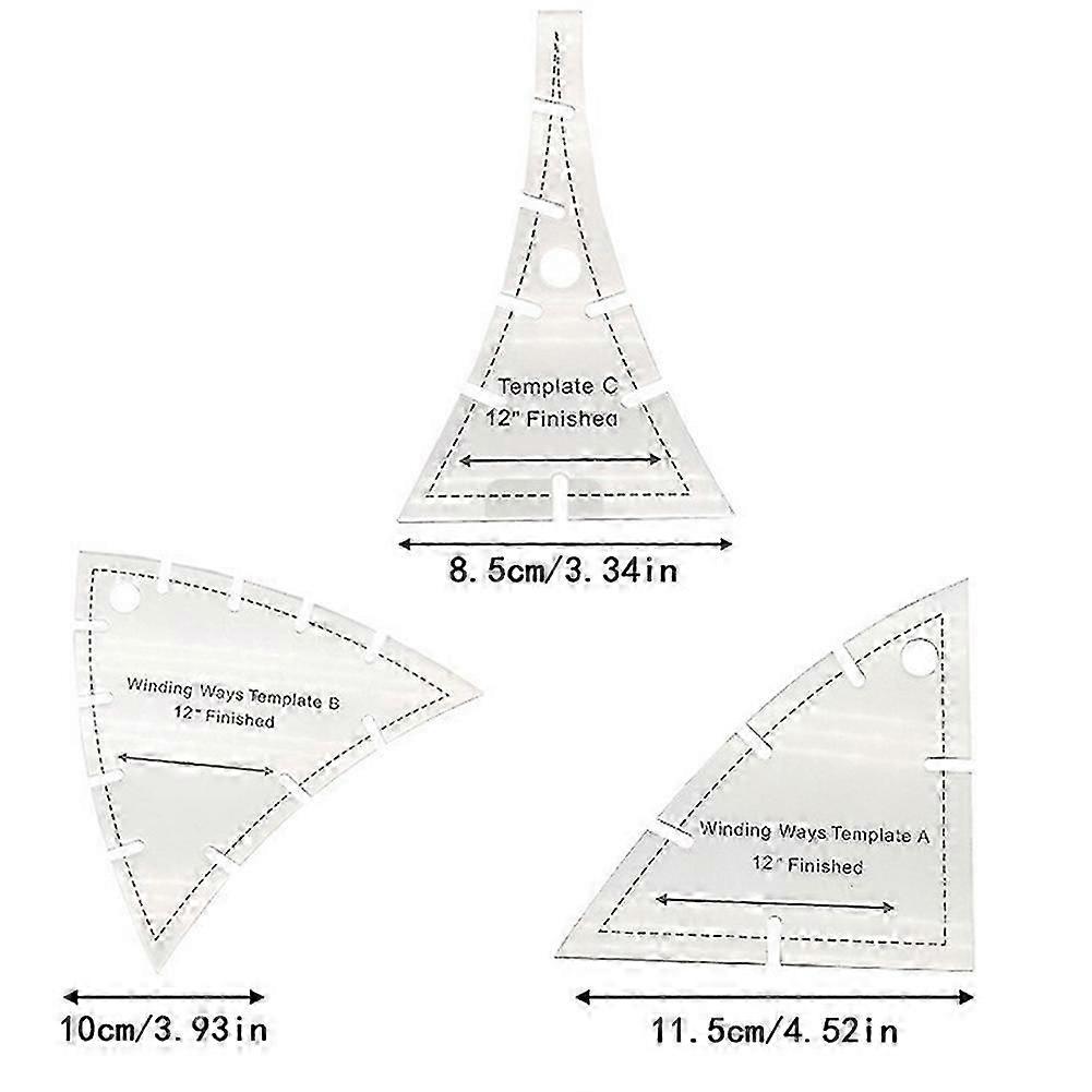 3 قطع طرق متعرجة قالب مجموعة أنماط الخياطة المصنوعة يدويا أكريليك أداة DIY لعشاق الخياطة - جيد