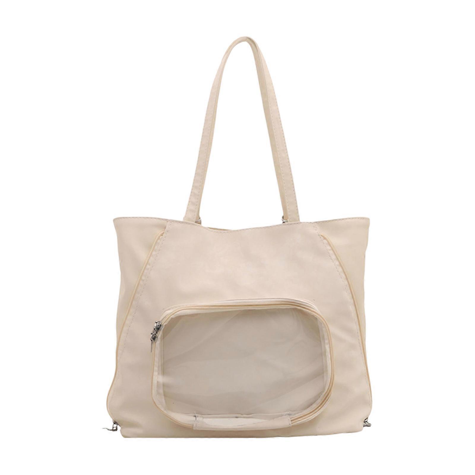 Japanese Styles Handbag Patchwork Shoulder Bag Large Capacity Underarm Bag Suitable For Campus Commute Shopping And More White