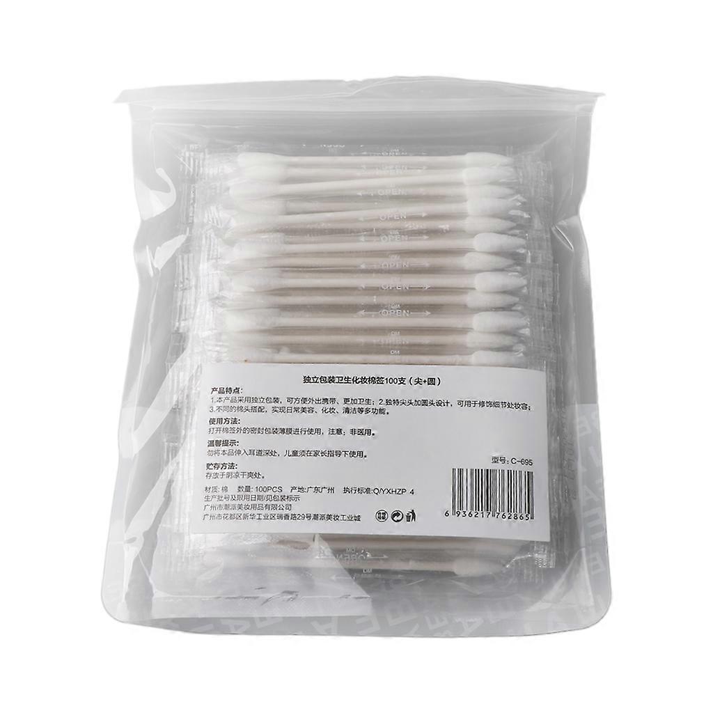 Cotton Swabs Cotton Tipped Applicator Double Tipped Cotton Buds with Paper Handles,10 Pieces (Pointed and Round Tip) Light Green