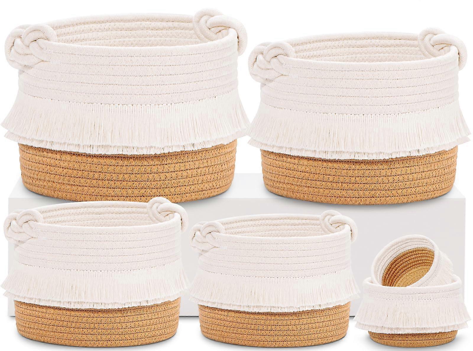6 Piece Decorative Storage Rope Basket Set for Nursery Baby Stuff Small Size