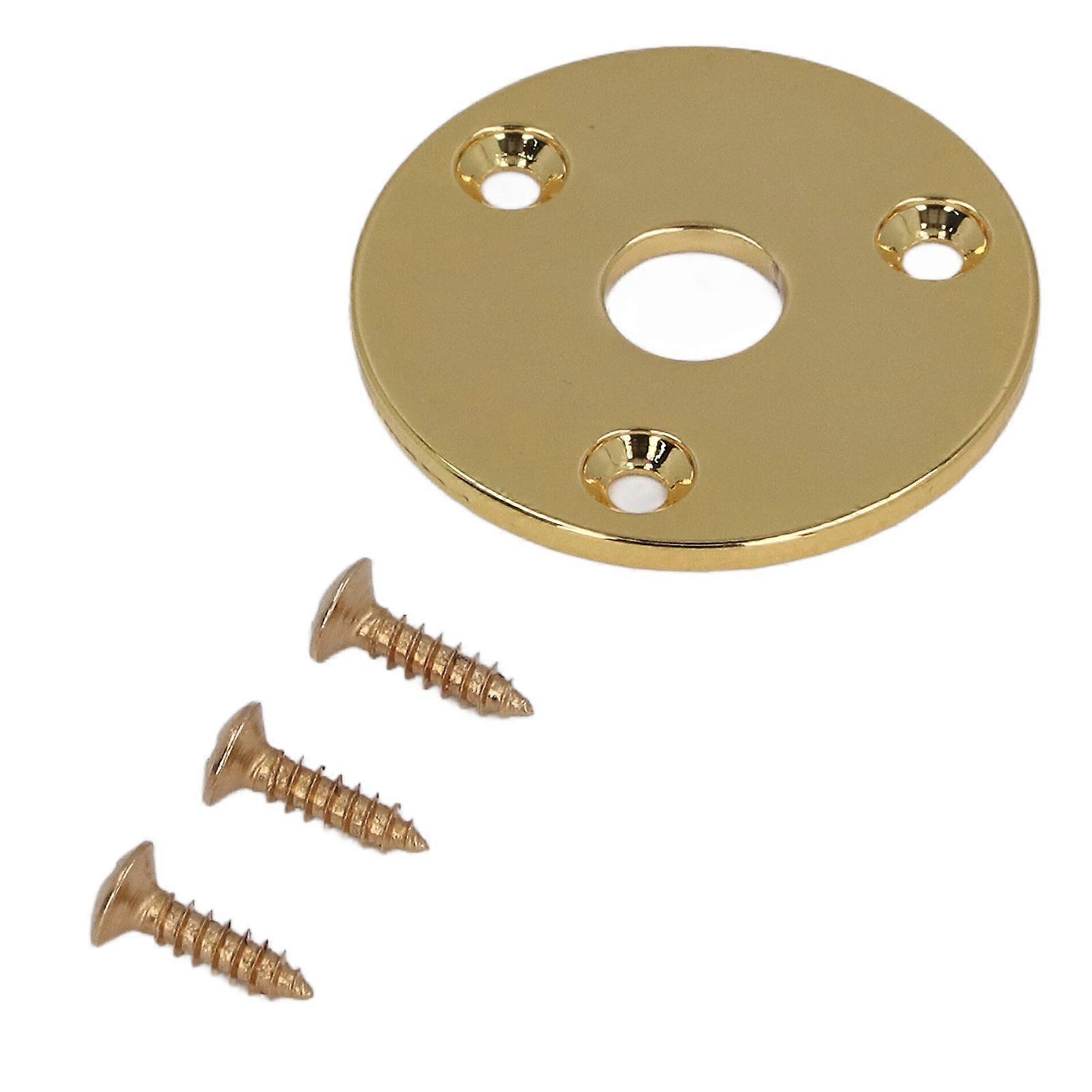 Guitar Jack Socket Plate Round Metal Input Output Cover Replacement Hardware for Bass with Mounting Screws GT33 Gold 