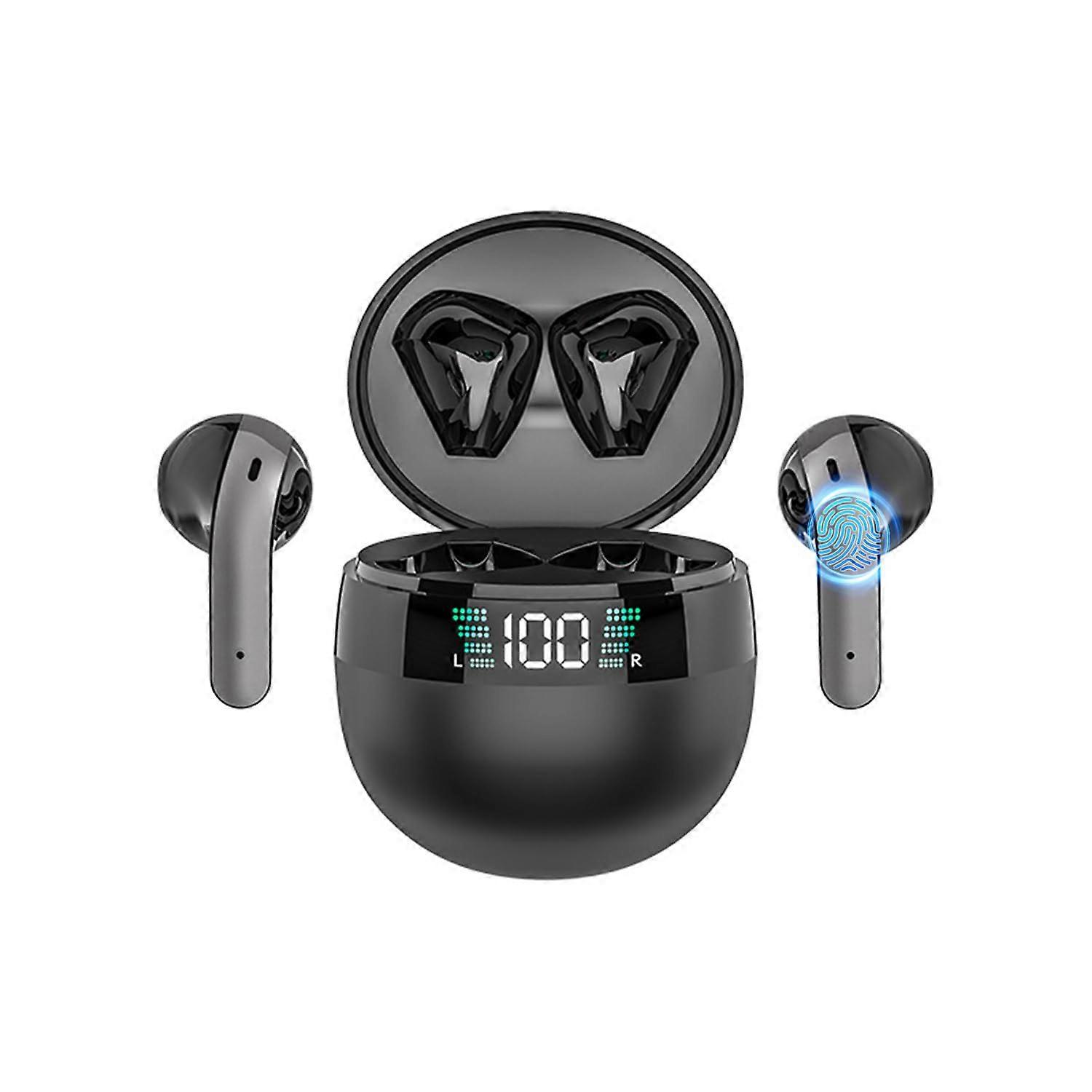 Wireless Earbuds Bluetooth 5.5, HiFi Stereo Sound In-Ear Headphones with LED Display, Smart Touch Control for iOS and Android