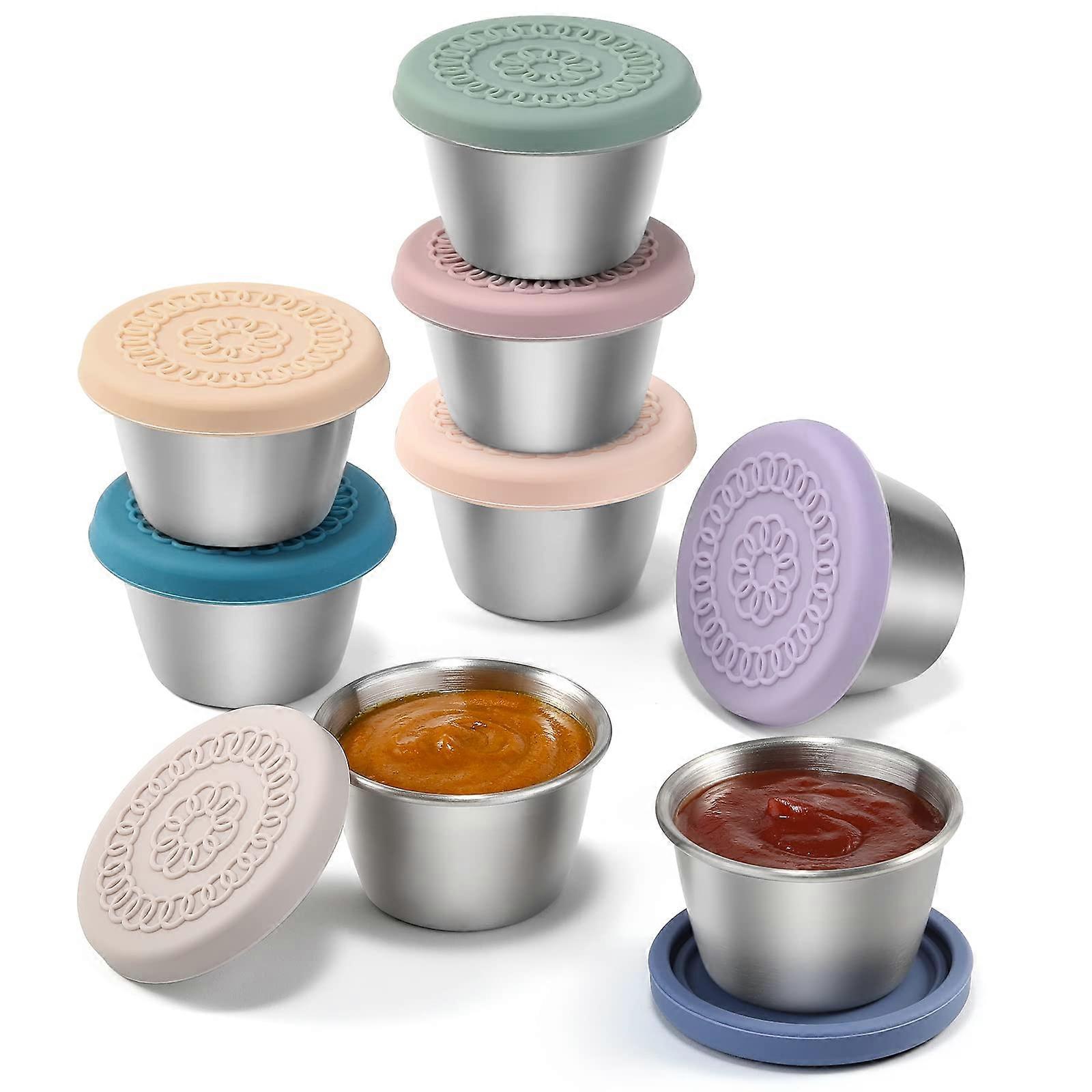 8 Pack Small Salad Dressing Container Go To for Lunch Bento Box 2.4oz