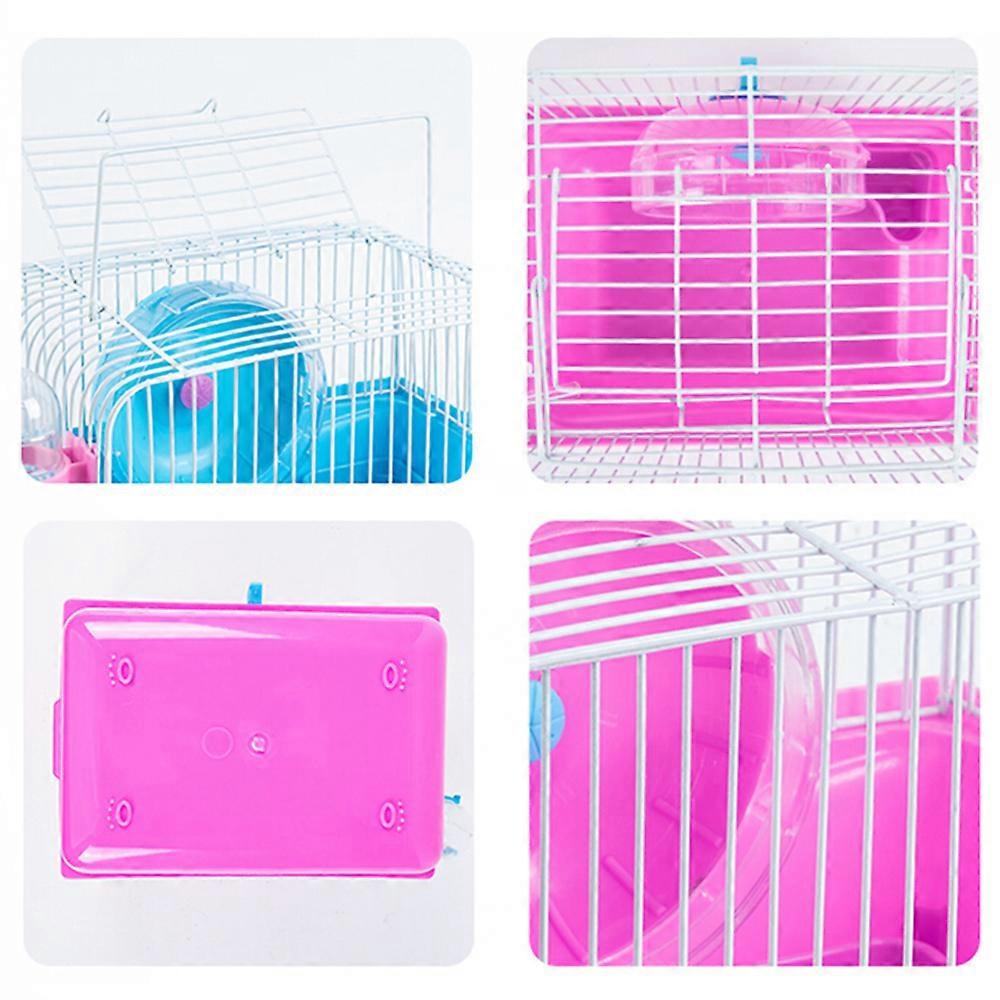 Pet Cage Wire Cage Drop Proof Portable Multifunctional Double Layer Ample Space Hamster Cage Blue