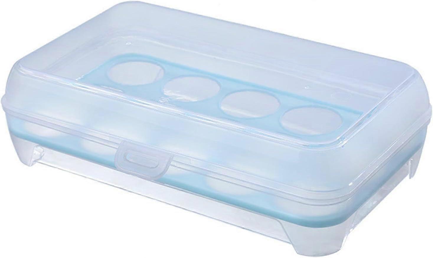 Egg Holder Container - Egg Box with 15 Compartments for Refrigerator | Portable Egg Carrier Dispenser