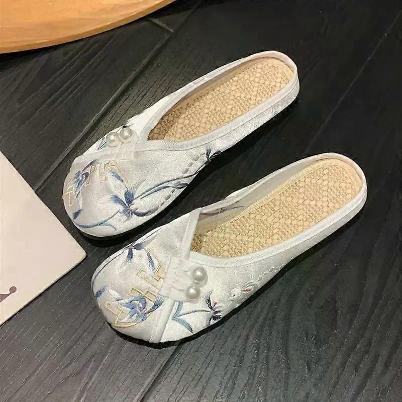 Unbrand Été Style ethnique Baotou Pantoufles Soft Bottom Han Element Retro Mercerized Satin Shoes Sa