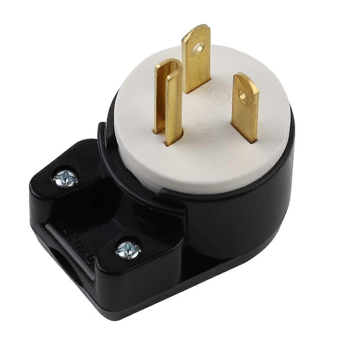 USA 3-Prong Male AC Plug 3-Pack, Right Angle ETL Nema 5-20P 20A 125V Rewirable Connector, 12 Direction Rotatable Design