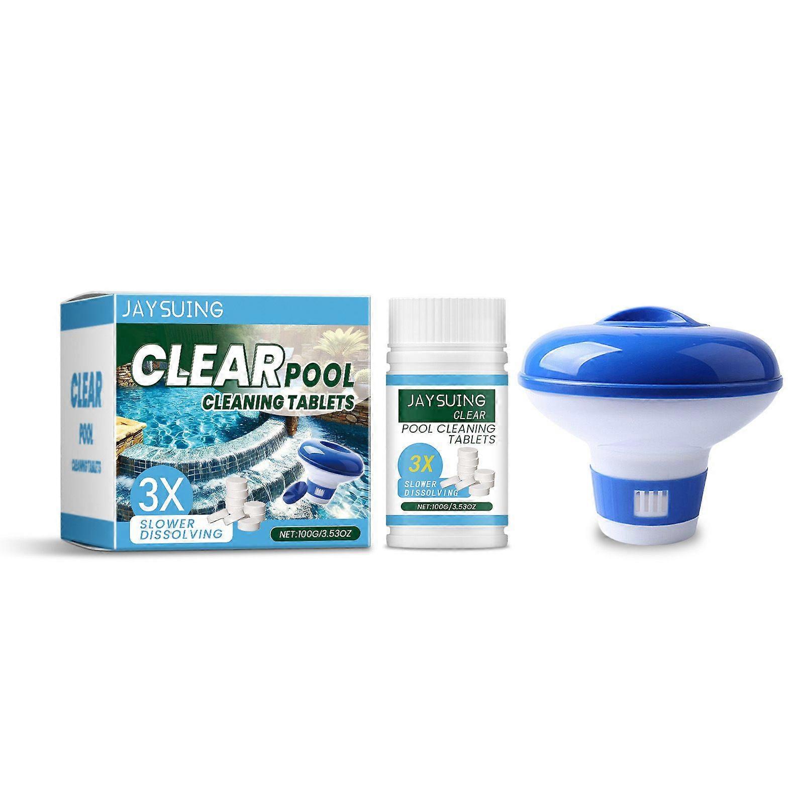 Chlorine Tablets for Swimming Pool, 100g Chlorine Tablets for Hot Tub with Floating Chlorine Tablets Dispenser for Swimming Pool Paddling Pool Spa Bat