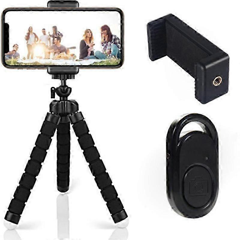 Pour smartphones Support de trépied de téléphone flexible réglable avec télécommande sans fil compatible avec iPhone Samsung Devices CP