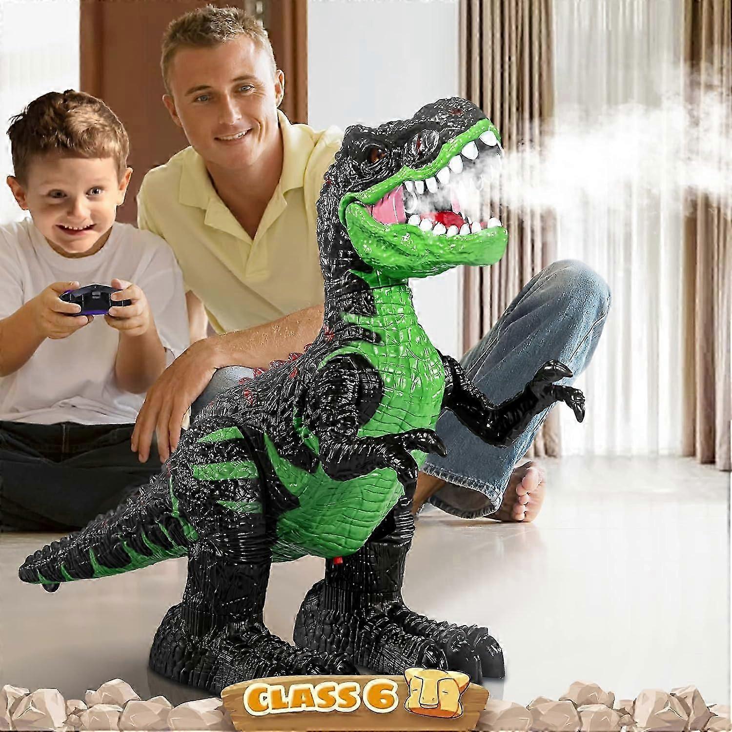Remote Control T-rex Dinosaur Toy for Boys 3-12, Realistic Tyrannosaurus with Water Mist, Light, Roars, Large Electric