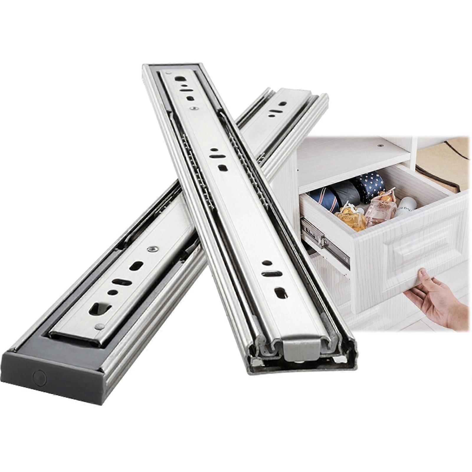 Bearing Slides - 35cm Side Mount Drawer Runners, 3-Fold Glides for Cabinets and Cupboards, Quiet and Durable Design