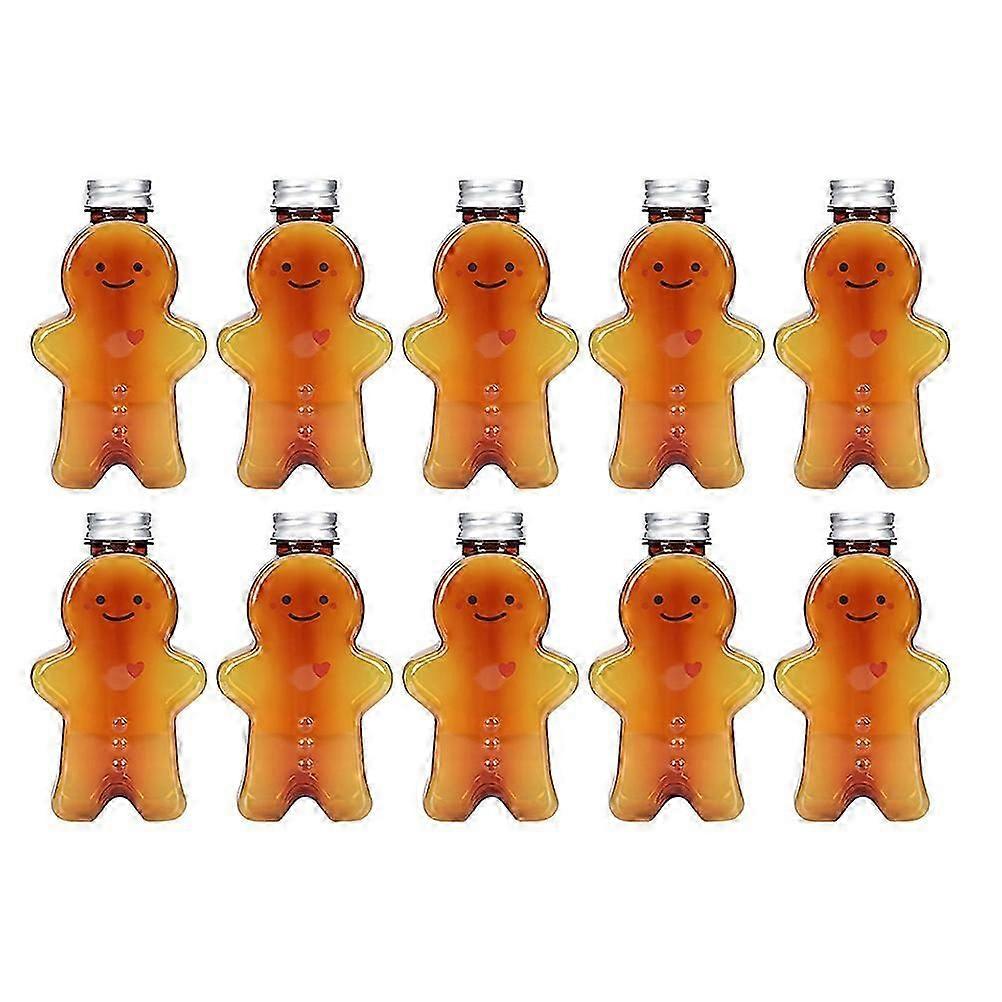 10pcs Christmas Bottles Xmas Gingerbread Man Candy Jars Juice Bottles 500ml