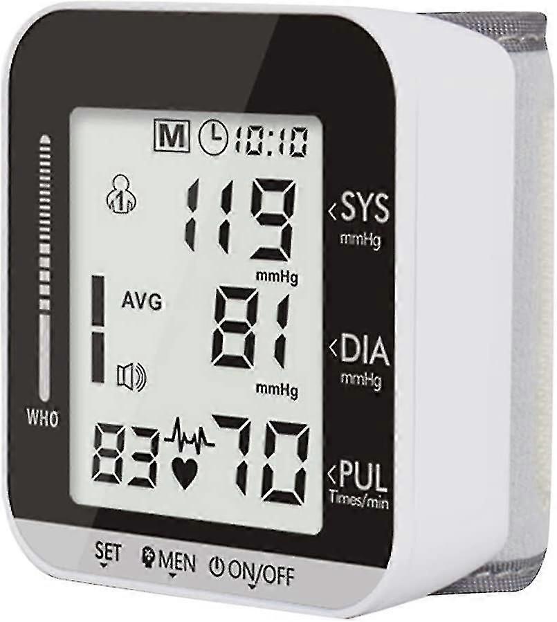 Blodtrycksmätare Handled Digital Tryckmaskin, Med Stor Display Dual