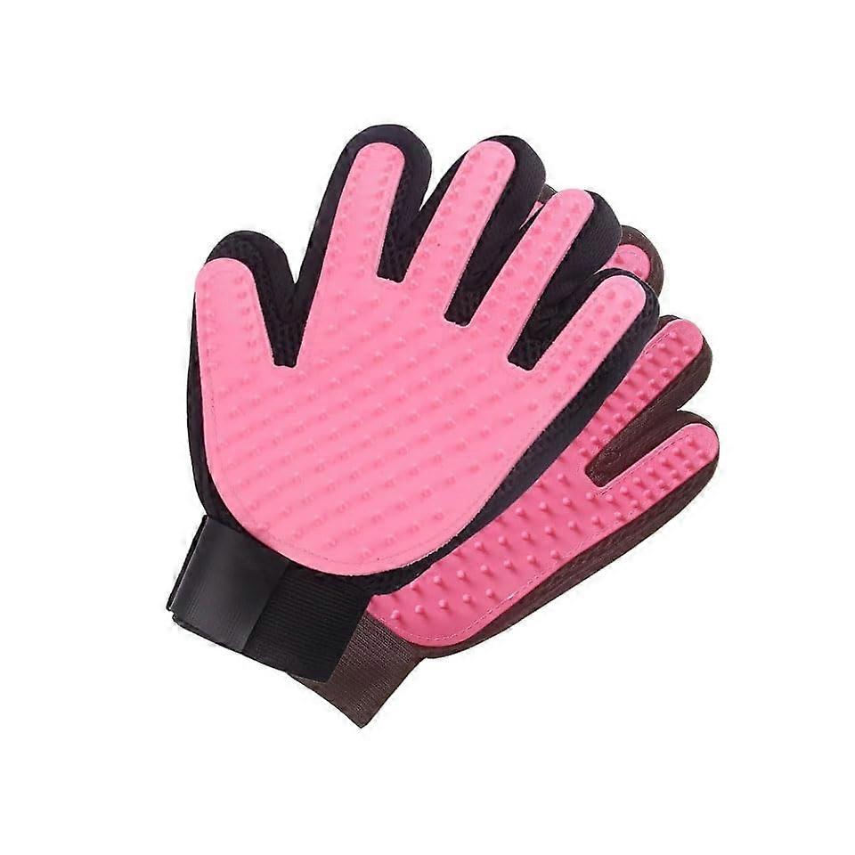 Pet Grooming Gloves Upgraded Version Five Finger Design For Dogs And Cats One Size Fits Most Red