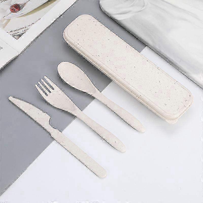 Reusable Plastic Cutlery Set - Compact Travel Spoon Fork with Case