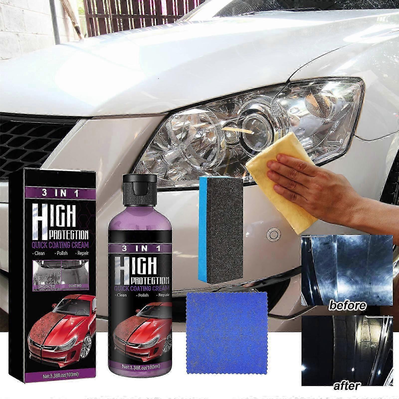 3 in 1 High Protection Quick Car Coating Spray, Car Coating Spray, Car Coating Spray 3 in 1, Quick Repair Spray,3-in-1 car cleaning and decontaminatio
