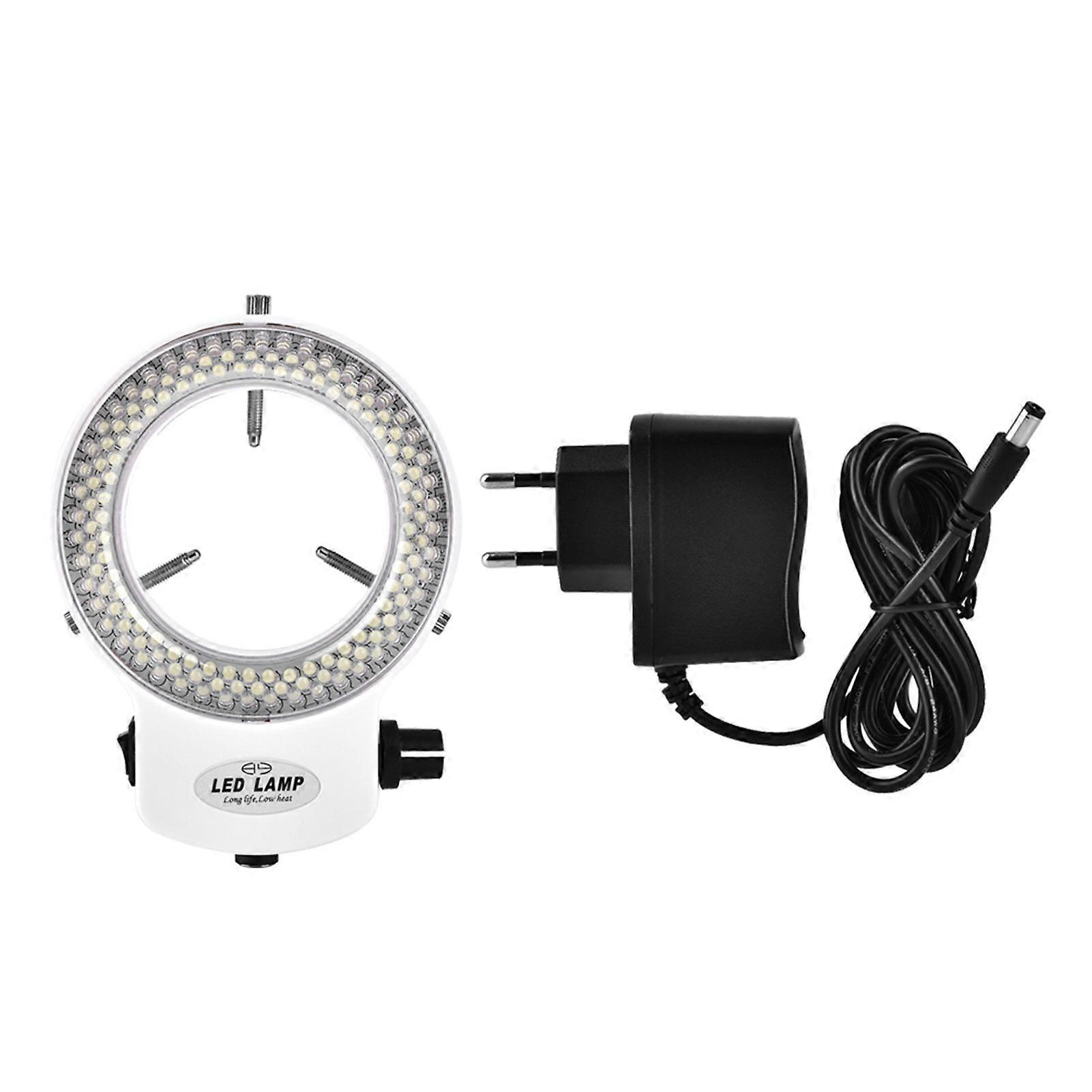 Microscope Camera 144 LED Beads Light Source Brightness Adjustable Ring Lamp EU Plug 110-220V (White)