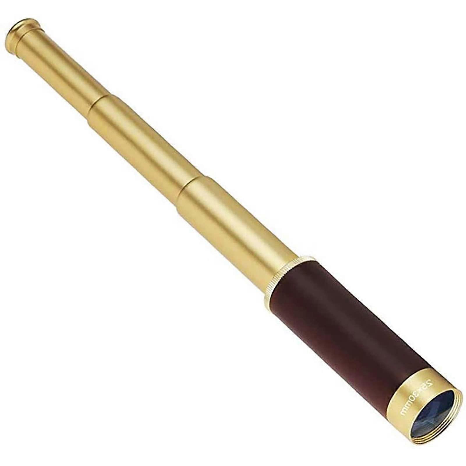 Foldable Monocular Telescope, 25×30 Brass Telescope Adjustable Push-Pull Handheld Pocket Monoculars with Carrying Bag