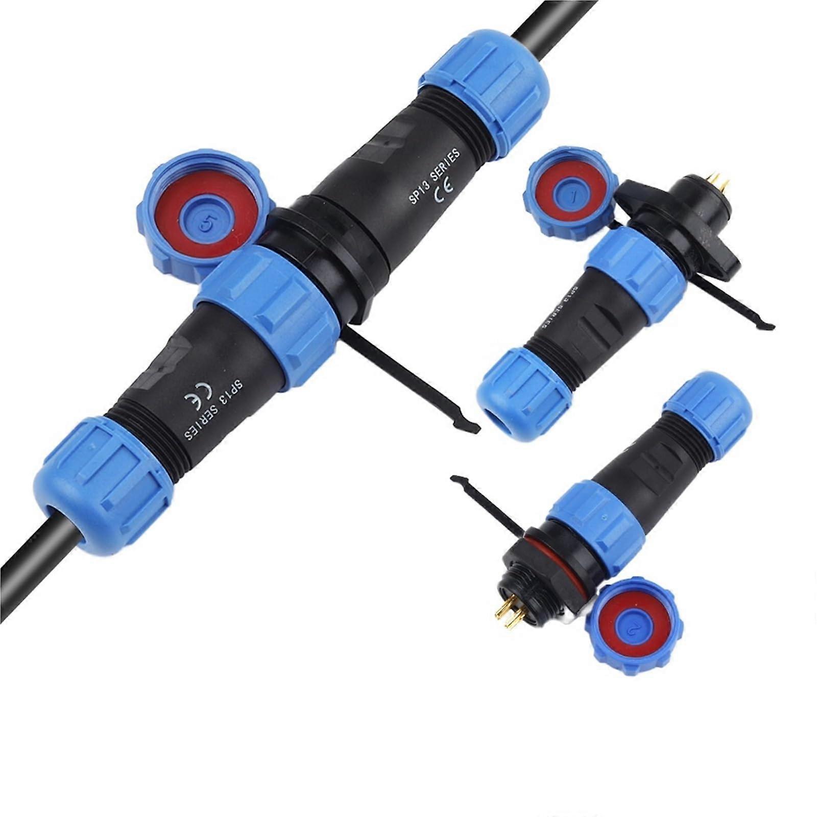 SP13 Nut/Flange/Docking IP68 Connector 2/3/4/5/6/7/9 Pin Cable Wire Connectors Aviation Socket 1Pcs(Docking Type,3P)