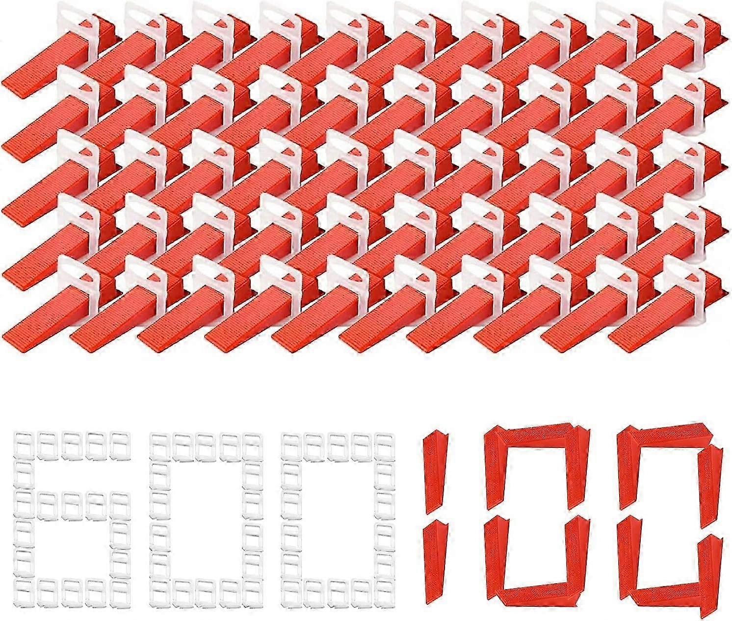 700 Pieces Tile Leveling Kit with 600 Tile Wedge Clips for 2mm Tiles and 100 Tile Leveling Wedges Reusable Tile Laying for Wall and Floor Tile Laying