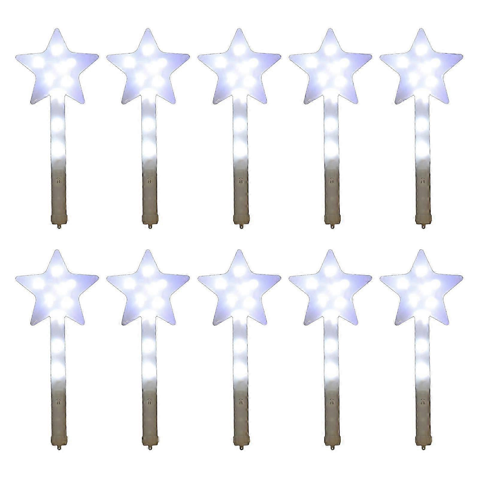 Glowing Fairy Wand Five Pointed Star Stick Bulk for Children Adults Outdoor Summer Play Party FleaMarket Supply 10PCS White