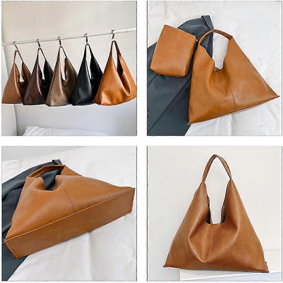 Slouchy Hobo Bag For Women - PU Leather Crossbody Tote, Soft Shoulder Purse, Large Capacity (B Coffee Color) - View #2