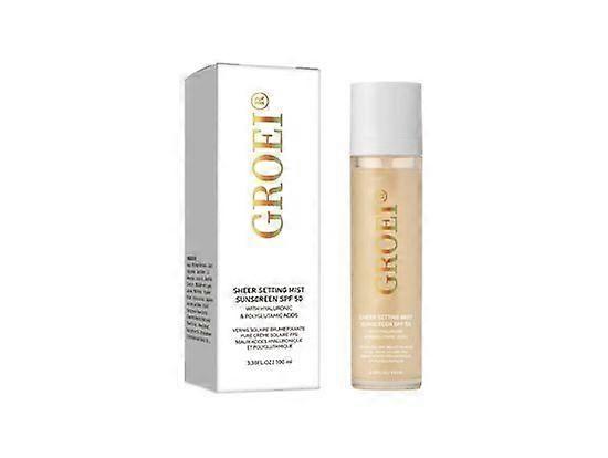Sheer Setting Mist Sunscreen SPF 50, Broad Spectrum Shimmering Body Oil Mist, Hydrating Makeup-Friendly Glow Spray, Reef-Safe, Non-Greasy & Fast-Absor