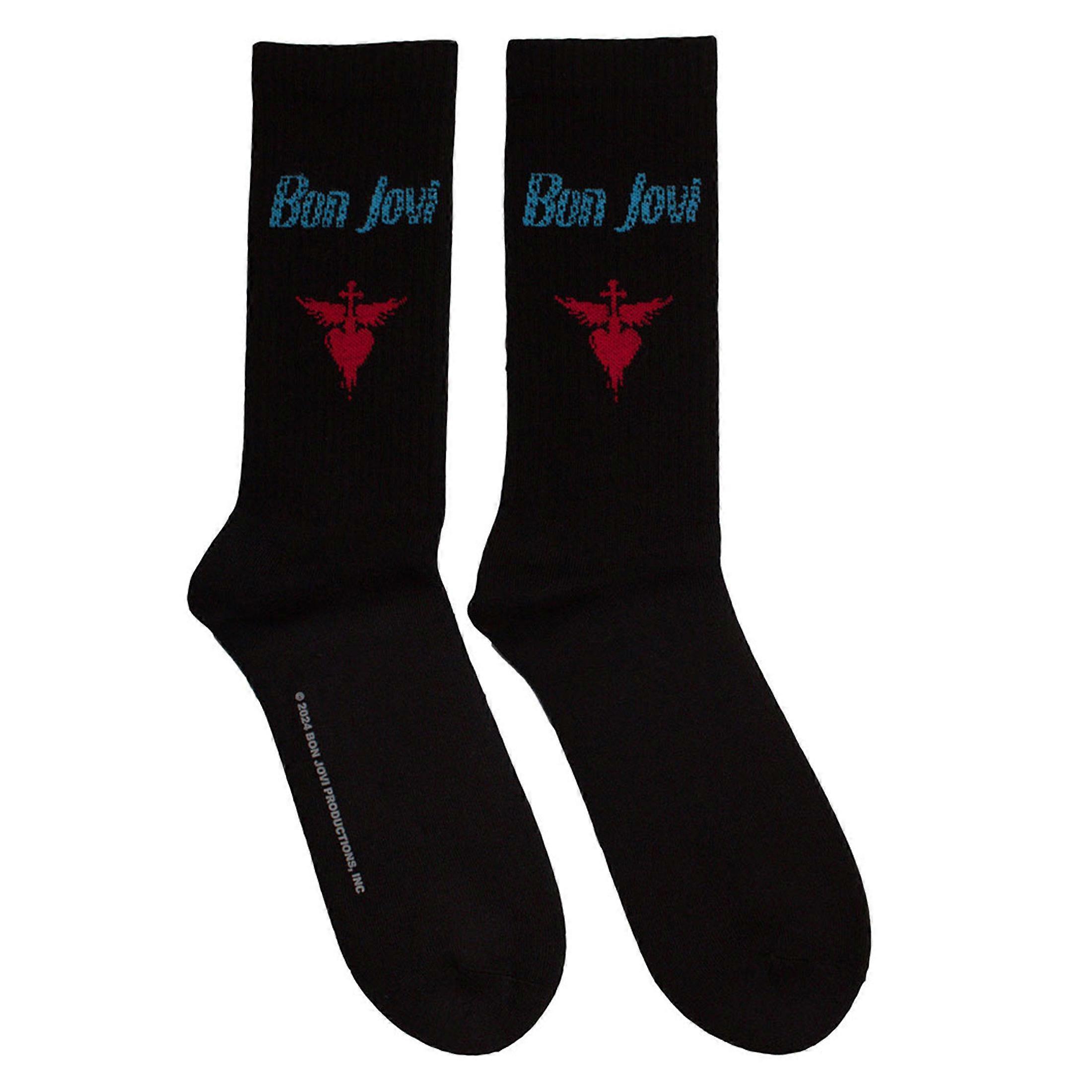 Bon Jovi Dagger Heart Blue Logo Terry Socks