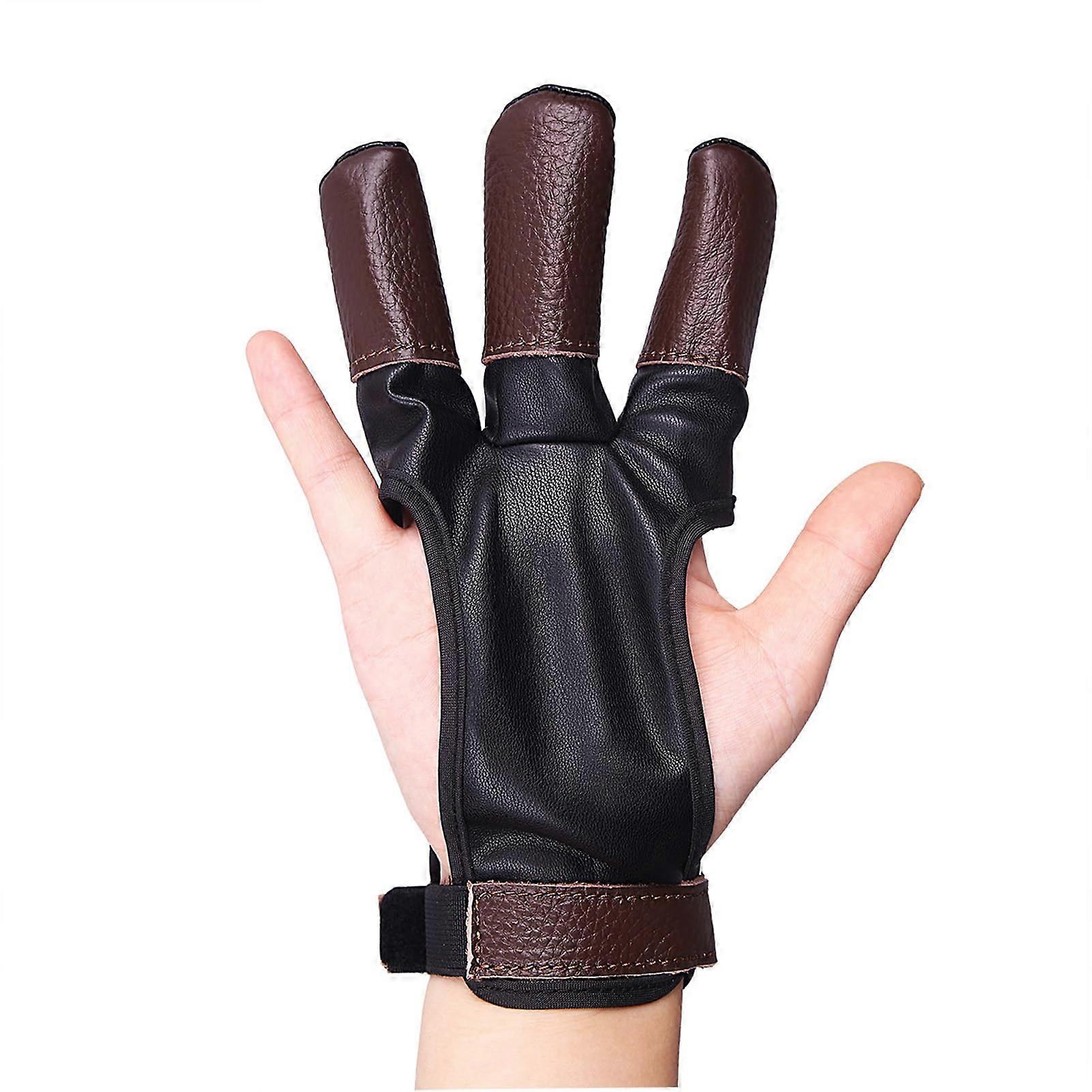 Bow Release Glove Three Finger Archery Size XL For Men Women Youth Brown And Black