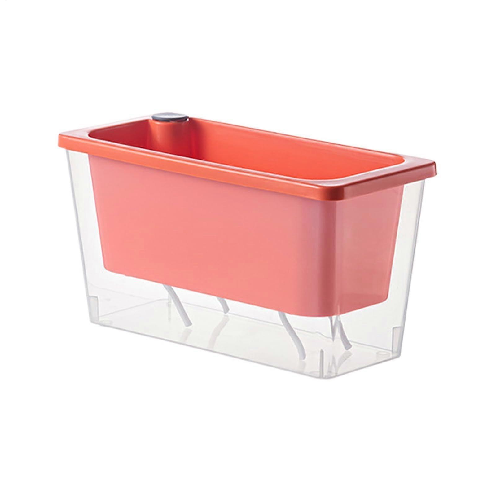 Self-Watering Flower Pot, Rectangular Indoor Planter Box, Modern Pink Garden Cultivation Container for Windowsill and Office