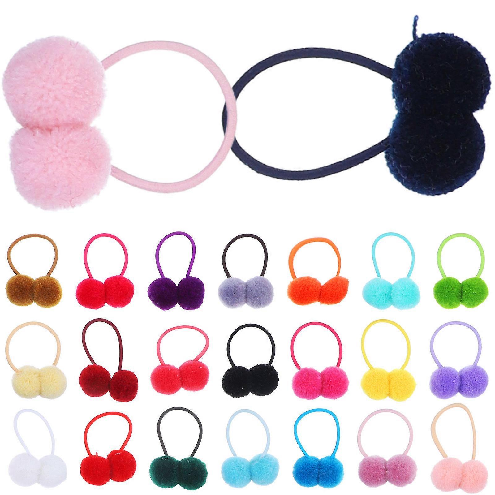 Petite Hair Ties, Elastic Bands with Fluffy Balls Offering Versatile Styling Options