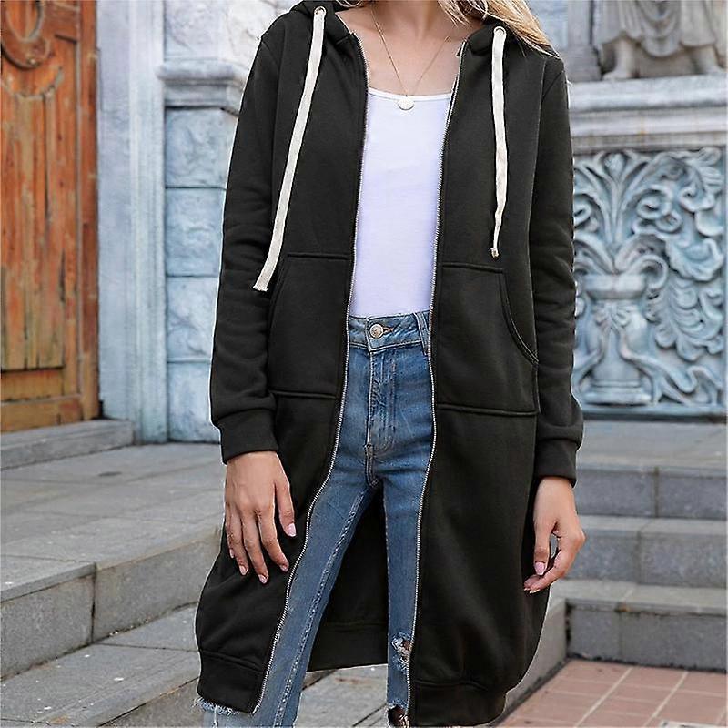 Plus Size Women's Sweatshirt Casual Loose Hooded Mid-length Coat