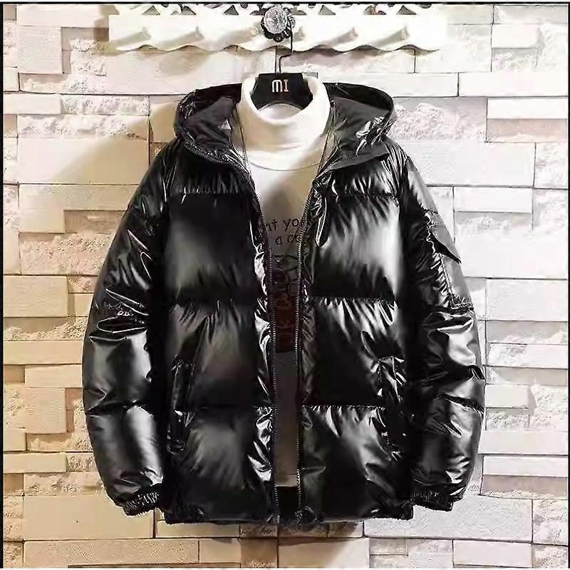 Winter Fashion Men's Thickened Hooded Loose Glossy Cotton Clothes Hong Kong Style Loose Casual Bread Clothes Cotton Clothes Men
