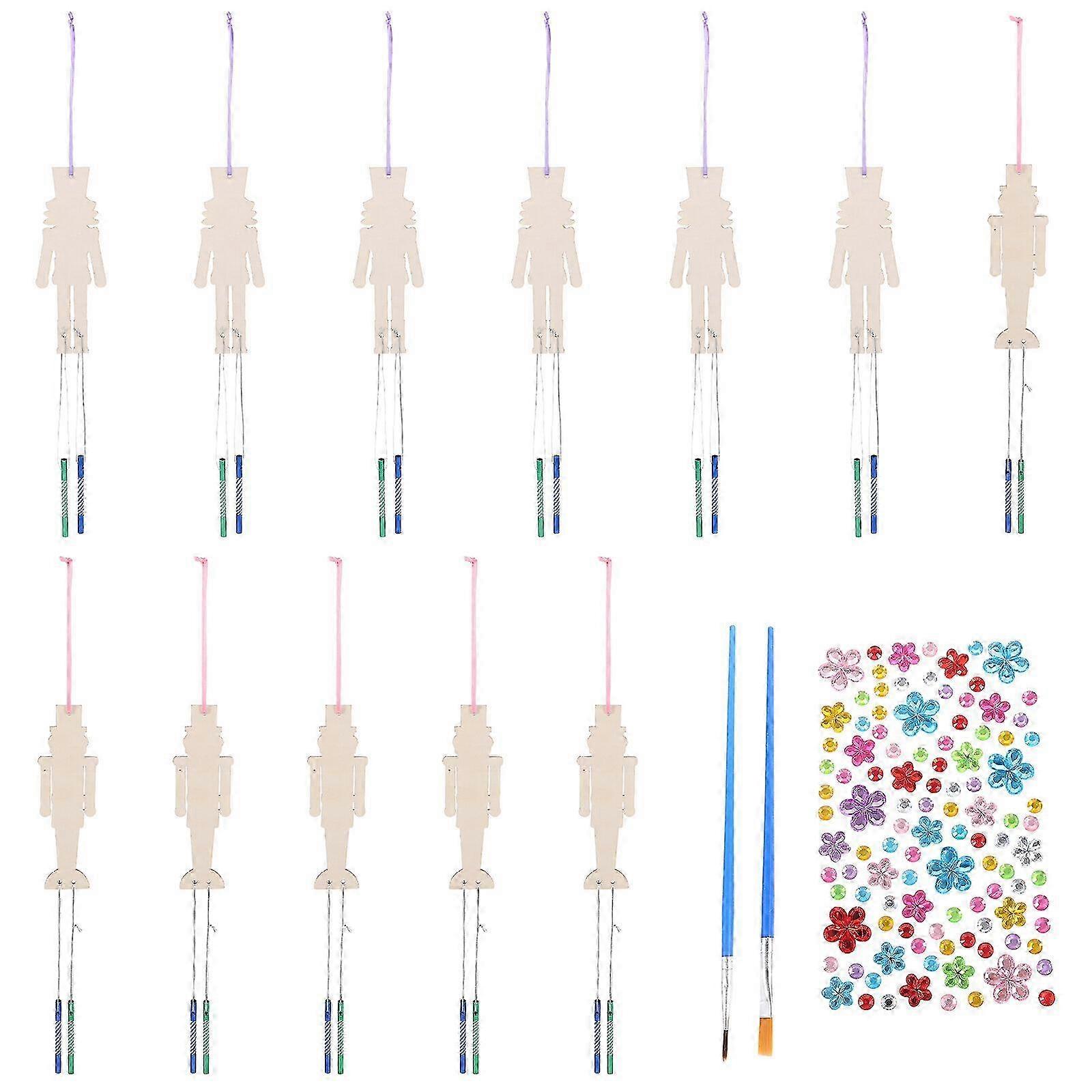 Handmade Wooden Wind Chime Blank Nutcracker Hanging Decor 17x5x0.2cm