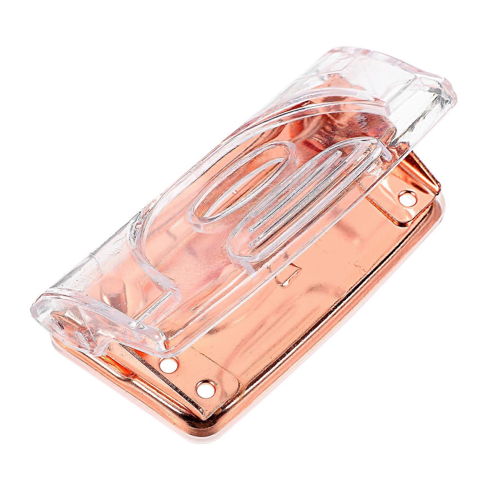 Rose Gold Two Hole Puncher, Compact Acrylic Design for Office, DIY Crafts, Scrapbooking, and Stationery Organization