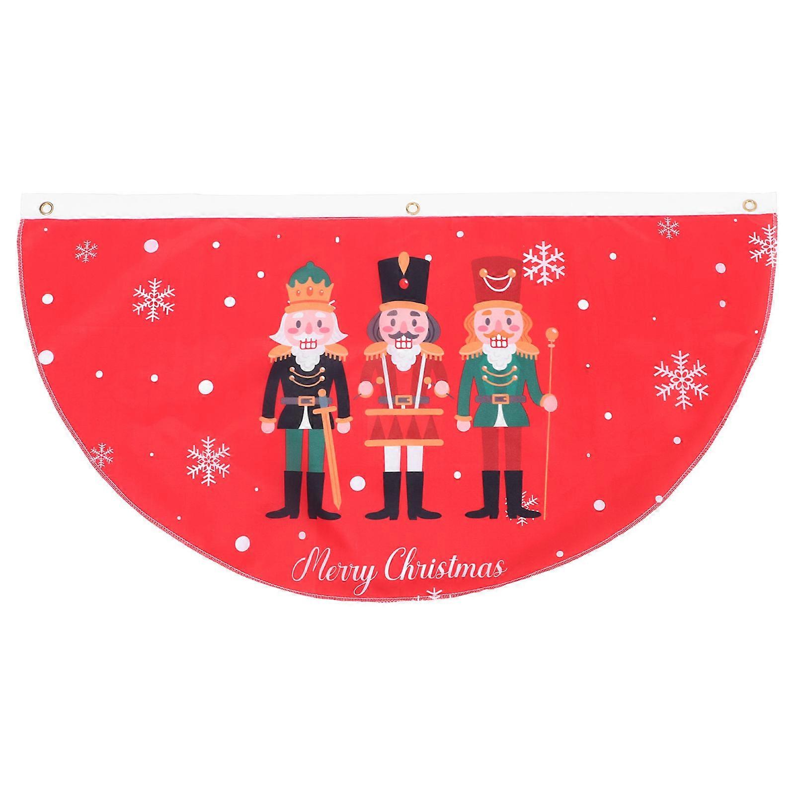 Triangle Flag Banner Christmas Bunting Decorative Fan-Shaped Party Organizers Red Polyester 89.00X46.50X0.20CM Fade-Resistant Dyeing 1Pcs
