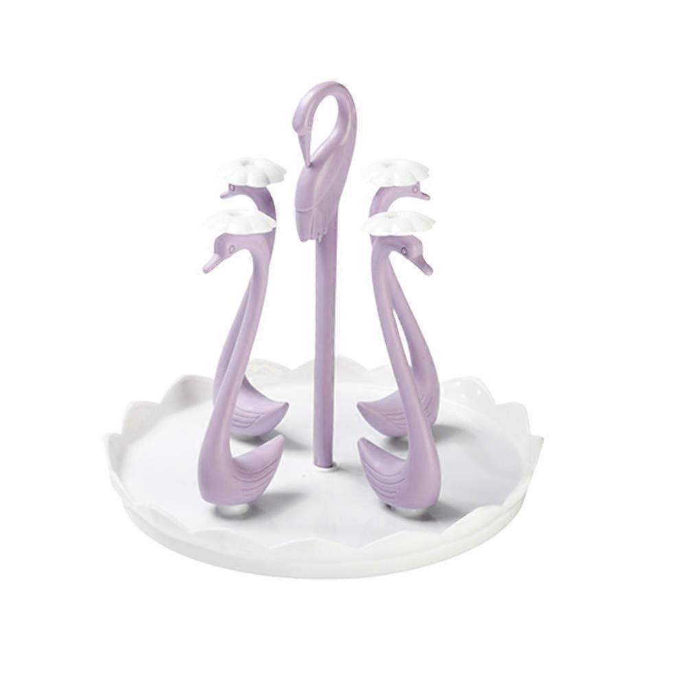 Rotating Plastic Mug Stand with Swan Pattern, Cup Holder Rack for Home Kitchen Storage and Drying, Organizer for Mugs, Glasses, and Bottles,