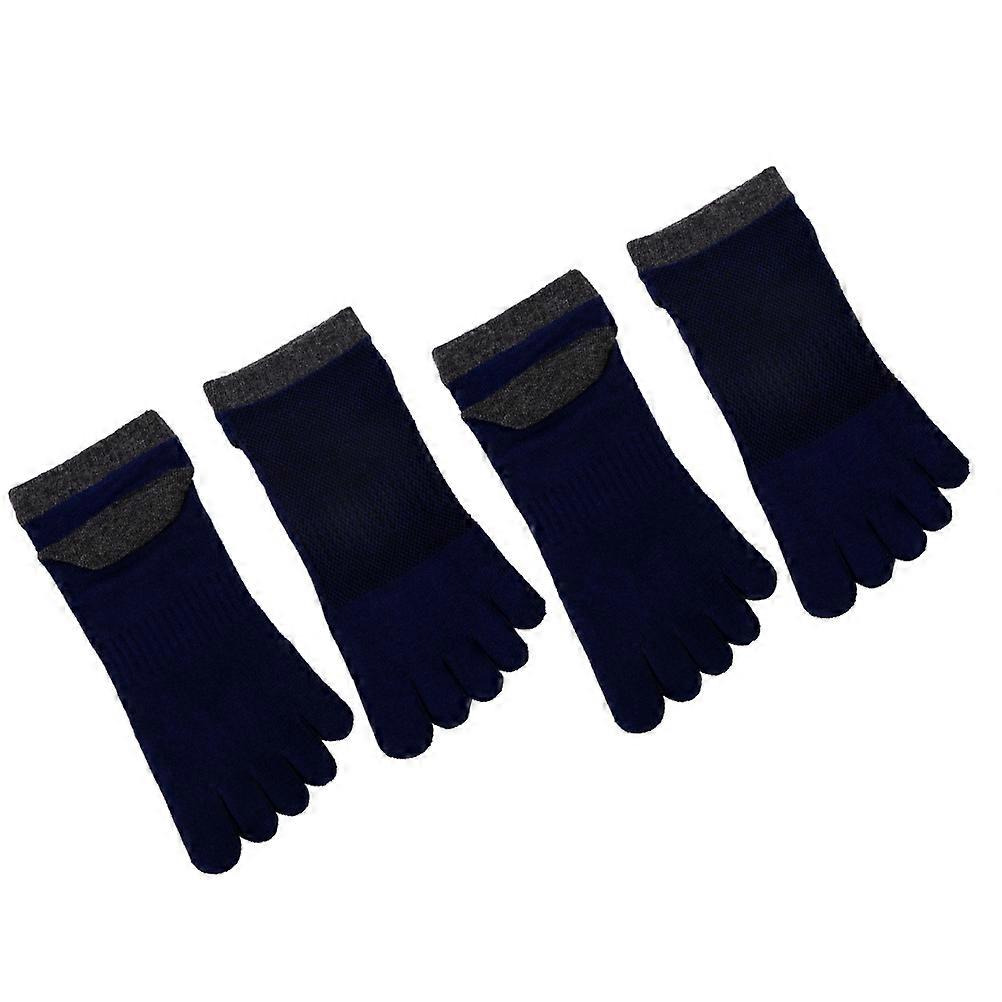 Five Toe Socks for Breathable Sweat-absorbing Split Toe Socks for Men Boy Navy 2Pair